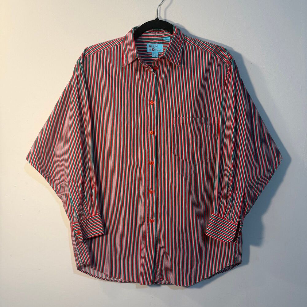 Album by Kenzo, vintage Striped Button Down, cotton, men’s small